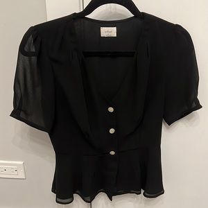 Aritzia Black Puff Shortsleeved Blouse